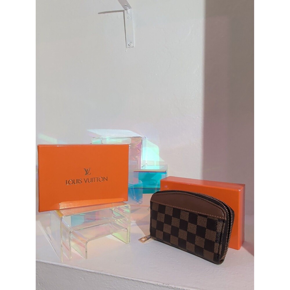 Louis Vuitton Damier Ebene Compact Zip Wallet N61668 Brown w/ Original Box